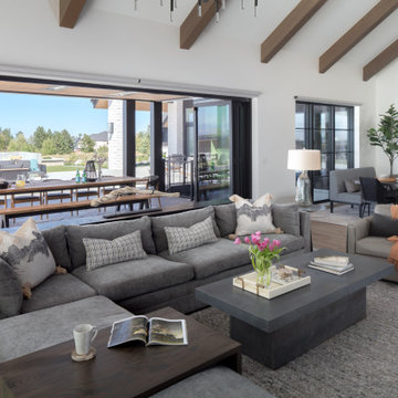 Open-Concept Living and Dining Room Luxury Custom Home Indoor-Outdoor Living