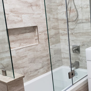 Bathroom reno as a part of the entire apartment renovation.Before/after picture