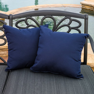 Contemporary  Outdoor Patio Navy Pillow