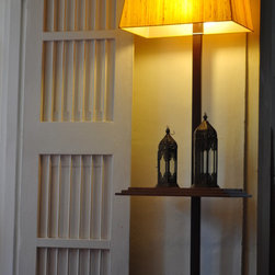 Melrose Stand with Silk Shade - Floor Lamps