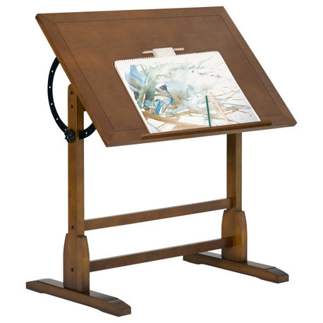 Vintage Drafting Table, Rustic Oak, Rustic Oak, 36"