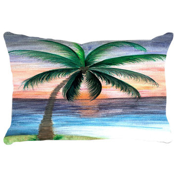 Beach House Lumbar Pillows, Sunset Palm Trees