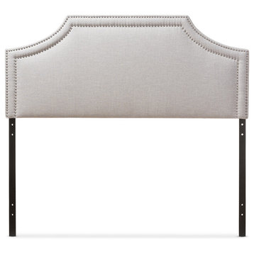 Avignon Fabric Upholstered Headboard, Grayish Beige, Full