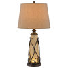 150W 3 Way Taylor Table Lamp with 1W LED, Iron Finish, Light Brown