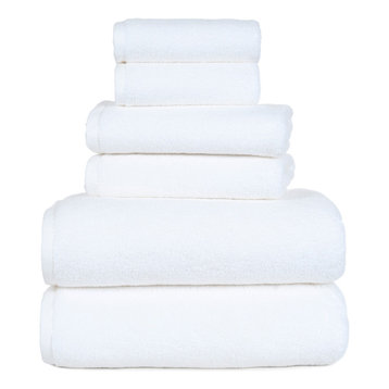 100% Cotton Zero Twist 6 Piece Towel Set by Lavish Home, White