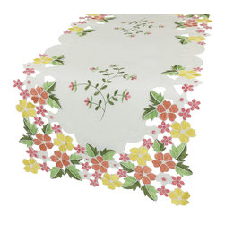 Xia Home Fashions - Fancy Flowers 16"x34" Table Runner - Table Runners