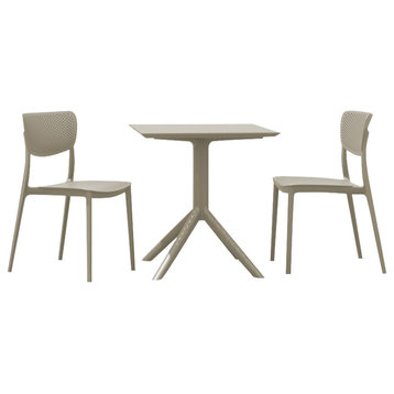 Lucy Outdoor Bistro 3-Piece Set With 27" Table Top Taupe