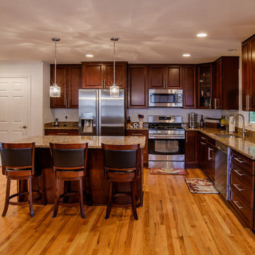 View from dining room looking into kitchen.
