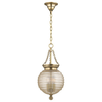 Coolidge, 3 Light, Pendant, Aged Brass Finish, Clear Glass