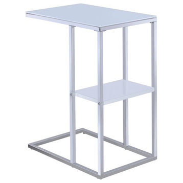 Coaster Contemporary Rectangular Glass Top Accent Table in White