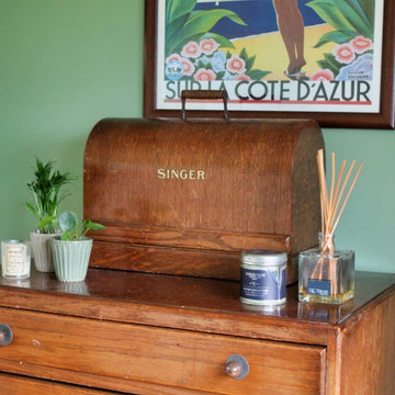 Colourful, vintage home office