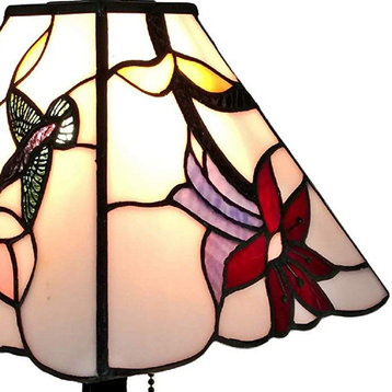 Tiffany Style Hummingbirds Mini Table Lamp 15" Tall