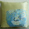 Turquoise Bloom, Green Art Silk 26"x26" Euro Pillow Covers