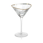 Kampari Triangular Martini Glasses Clear With Gold Rim, Set of 4