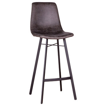 Hudson Mid Century Retro Bar Chair, Charcoal, Set of 2