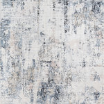 Momeni - Rug Momeni Bergen, BGN-4, Blue, 5'x8', 44467 - The abstract design of this modern area rug collection is an exuberant expression of tone and texture. Hints of traditional carpet patterns play out beneath splashes of white and bold black striations, artfully crafted in a curated palette of grayscale shades. A blend of silky viscose and polyester fibers invite you to slip into something more comfortable for the floor, their delicate threads and smooth hand shimmering beneath living room light with subtle luster.