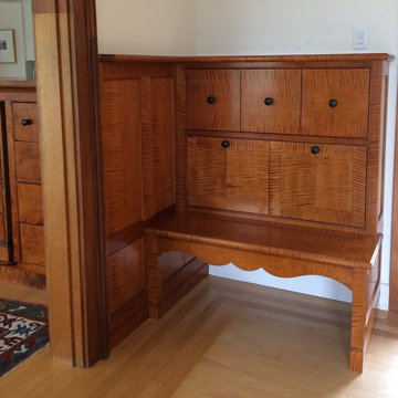 Tiger maple built-in bench