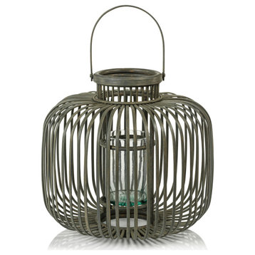 Dumai Gray Bamboo Decorative Lantern, Large