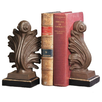 Iron Acanthus Bookends, Gold