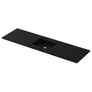 VIVA Stone 72" Single Sink Matte Black Solid Surface Countertop
