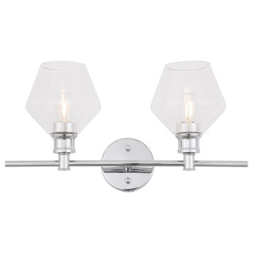 Chrome Finish And Clear Glass 2-Light Wall Sconce