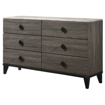 Acme Dresser With Faux Marble And Rustic Gray Oak 27675