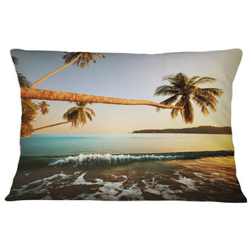 Andaman Sea Large Coconut Palms Seashore Throw Pillow, 12"x20"