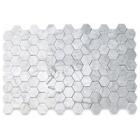 Carrara Marble Hexagon Mosaic Tile Venato Carrera White 3 inch Honed, 1 sheet
