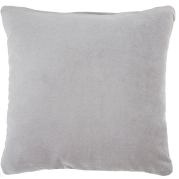 16"x16" Nourison Solid Velvet Throw Pillow, Gray