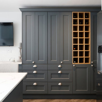 Navy and Light Grey Beaded Shaker Kitchen in Forest Hill