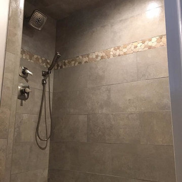 river rock shower