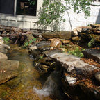 Modern Outdoor Fireplace Designs & Landscape Design NJ - Transitional