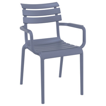 Paris Resin Outdoor Arm Chair, Set of 2, Dark Gray