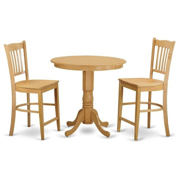 3-Piece Counter Height Dining Room Set, High Top Table And 2 Bar Stools