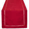 Stylish Solid Color with Hemstitched Border Table Runner, Red, 14"x36"