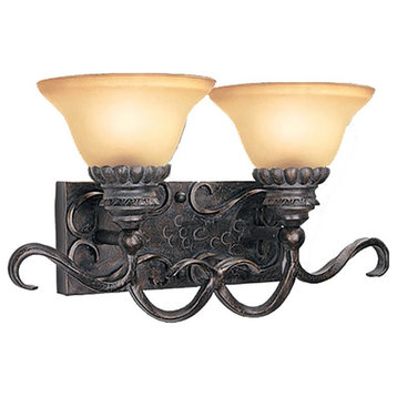 Woodbridge Lighting Rosedale 2-light Glass Bathroom Light in Tortoise/Bronze