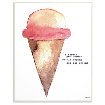 The Kids Room I Scream For Ice Cream Watercolor Wall Plaque Art, 10"x15"