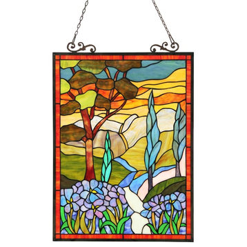 Almos Tiffany-Glass Floral Window Panel