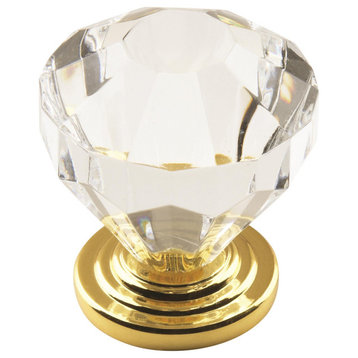 Traditional Classics 1-1/4" Clear/Burnished Brass Cabinet Knob
