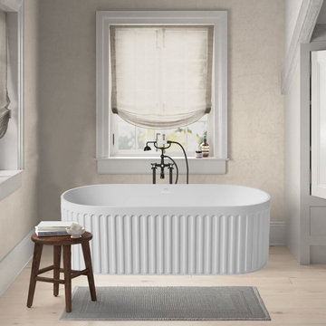 67-inx29.5-in Freestanding Soaking Bathub,White,Stripe Shape
