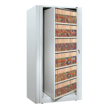 EZ2 Rotary File Shelving, 6 High, Letter Depth, Locking Starter, Gray Mist
