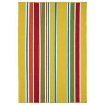 Kaleen Voavah Voa04-28 Striped Rug, Yellow, Red, Orange, Green, 4'0"x6'0"