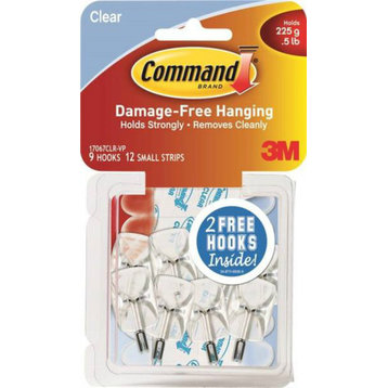 Command 17067CLR-VP Wire Hooks Value Pack, Clear, Small, 9 Hooks & 12 Strips