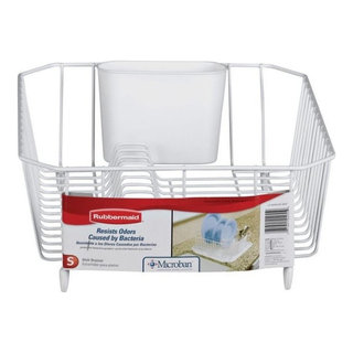 Compact Dish Rack in White Plastic