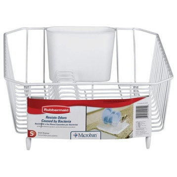 Rubbermaid 6008-AR-WHT Microban Coated Wire Dish Drainer, Small, White