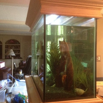 Oak trim work, fish tank
