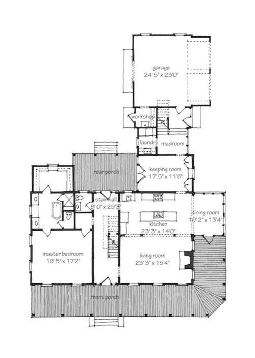 L Shaped Floorplan, L Shaped House Plans With Garage In Back