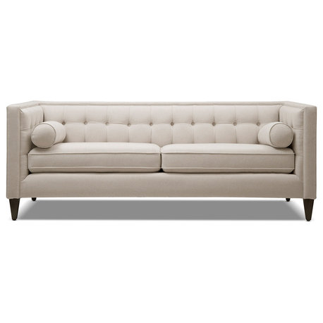 Jack 84" Modern Tuxedo Square Button-Tufted Sofa, Sky Neutral Beige Polyester