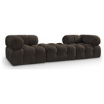 Meridian Furniture - Ames Boucle Fabric Modular Sofa, Brown, 3-Piece: 2 Corner Chair, 1 Ottoman - Introduce a touch of modern sophistication to your living area with the exquisite Ames Boucle Fabric Sectional. With plush brown boucle fabric and unique design, it will elevate the visual appeal of your living space. This elegant and captivating sectional can be mixed and matched with other pieces from the collection to create an endless array of stunning looks. So, get ready to transform your living area into an inviting and stylish haven with the Ames Boucle Fabric Sectional.