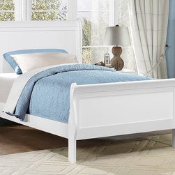 HOMELEGANCE 2147TW-1 LOUIS PHILIPPE WHITE WOOD KIDS TWIN SLEIGH BED - Kids Beds
